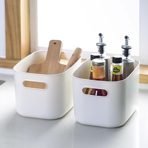 LDXDRU 4 Stück Aufbewahrungsbox Kunststoff Klein, 26x18x16CM Aufbewahrungskorb mit Deckel, Multifunctional Ordnungsboxen, Stapelbare Kleine Boxen mit Griffen für Regale, Küche, Büro, Schrank, Bad