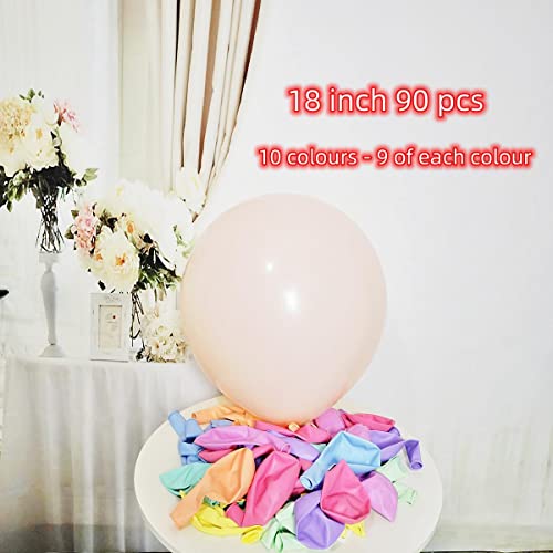 Image of 100 Pack 18 inch Pastel Balloons 10 Kinds Colors Colorful Party Balloon Bulk for Various Party Events Decorations