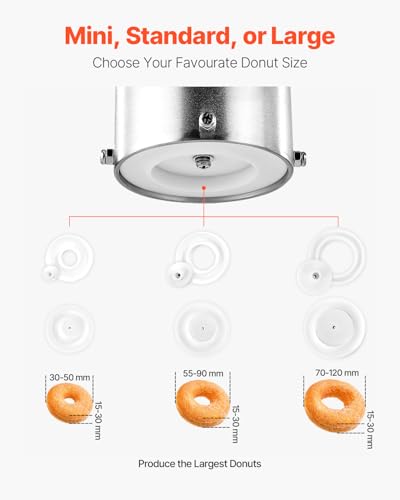Image of VEVOR Commercial Automatic Donuts Machine, Single Row Donuts Making Equipment, Stainless Steel Frying Auto Fryer, with 3 Size Molds, Auto Counting
