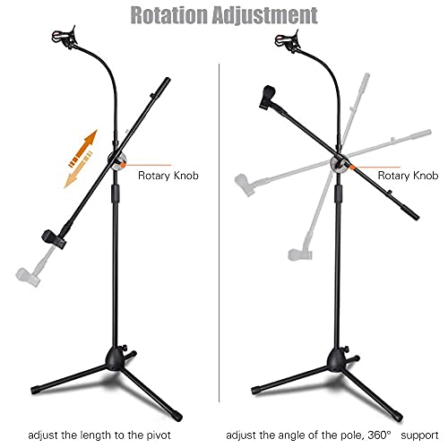 Image of Amazon Brand - Solimo Microphone Stand with Mobile Holder Adjustable, Mic Stand for Singing, Studio Recording, Podcasting, Live Streaming & Gaming