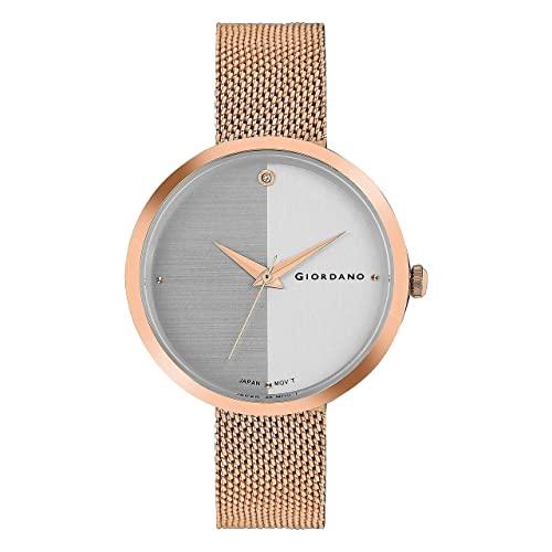 Image of Giordano Eleganza Collection Analog Wrist Watch for Women with Color Variant, Stylish Wired Metal Mesh Band| Ladies | Girls to Compliment Your Look | Ideal Gift for Female - GD-4062