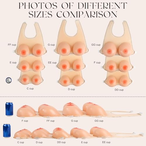 Vollence Strap on Silicone Breast Forms Fake Boobs for Mastectomy Prosthesis Crossdresser Cosplay - Nude3