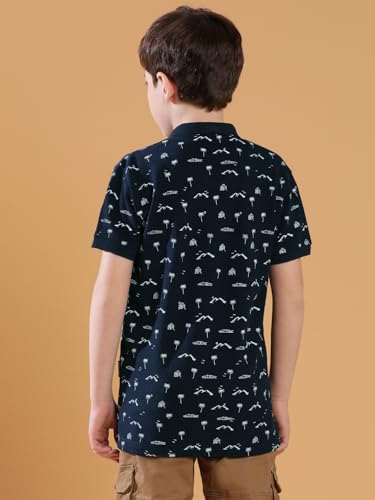 Image of Li'l Tomatoes Boys Cotton Pique Polo T-Shirt | Printed Half Sleeve Casual Summer Wear | Soft & Breathable Fabric | 7-16 Years