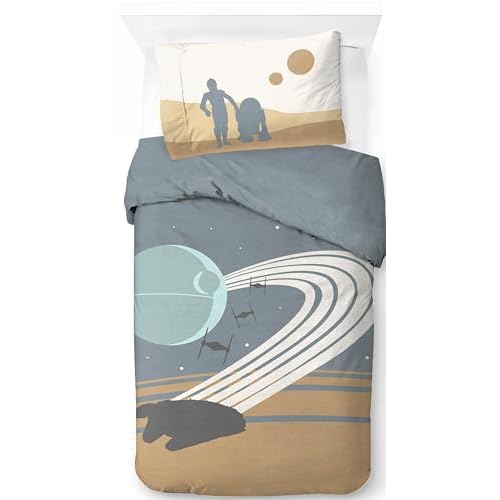 Jay Franco Star Wars - Juego de funda de edredón para cama individual, 100% algodón, incluye funda de almohada de 50 x 70 cm