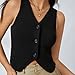 Women Knit Vest Top Y2k V Neck Sleeveless Button Up Crochet Going Out Tops Fashion Streetwear Black M