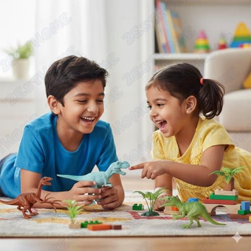 Image of ZESTHOME Big Dinosaur Toy for Kids | Realistic Hard Rubber Dinosaur Figure | Non-Toxic, Durable Jurassic Animal Toy for Boys & Girls 3+ Years | 15 cm | 4 piece