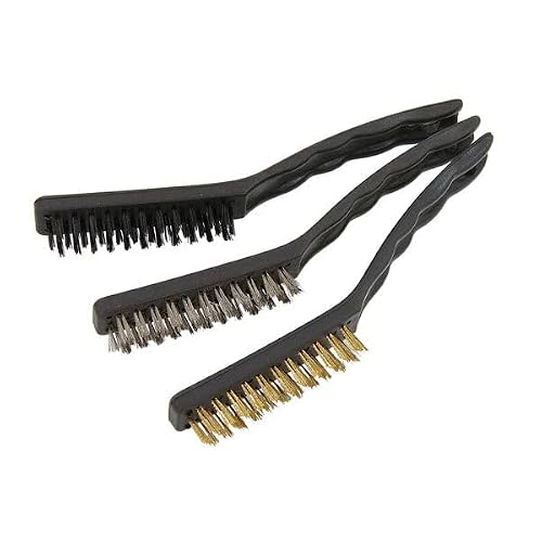 Image of Neilsen CT1397 3pc Hand Wire Brush Set Nylon Brass Steel PVC Handles | 3pc wire brush set, Nylon brass steel bristles, PVC handles, Hand cleaning, Multi-material brushing