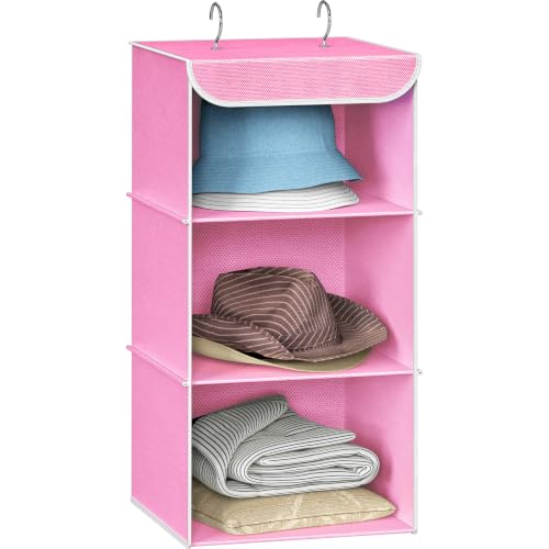 Simple Houseware 3 Shelf Hanging Closet Organizer, Pink