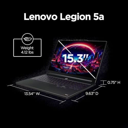 Image of Lenovo Legion 5a AI Gaming Laptop, AMD Ryzen 7 250, GeForce RTX 5060 | 15.3 inch WQXGA (2560x1600) 165Hz OLED Display, 32GB DDR5, 1TB SSD, Wi-Fi 7, Ethernet, HDMI, USB-C, RGB Backlit, Win 11 Home