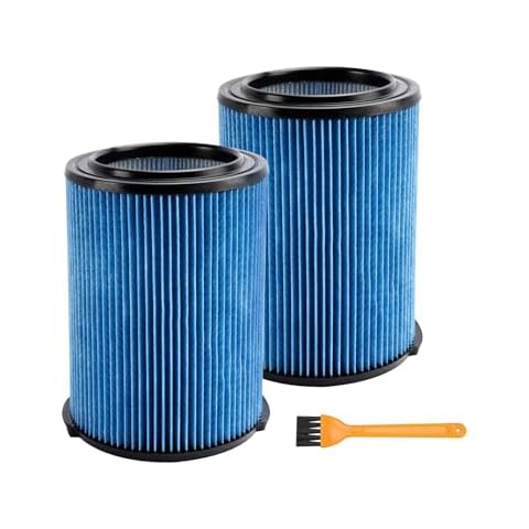 2 Pack VF5000 Replacement Filter, 3 Layer Pleated Wet/Dry Vacuum VF5000 Filter Compatible with Ridgid Shop Vac 5-20 Gallon Wet Dry Vacuums WD1450 WD0970 WD1270 WD09700 WD06700 WD1680 WD1851 RV2400A Cover