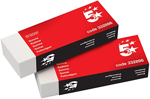 3 X Office Plastic Eraser Paper-Sleeved 60x21x12mm [Pack 10]
