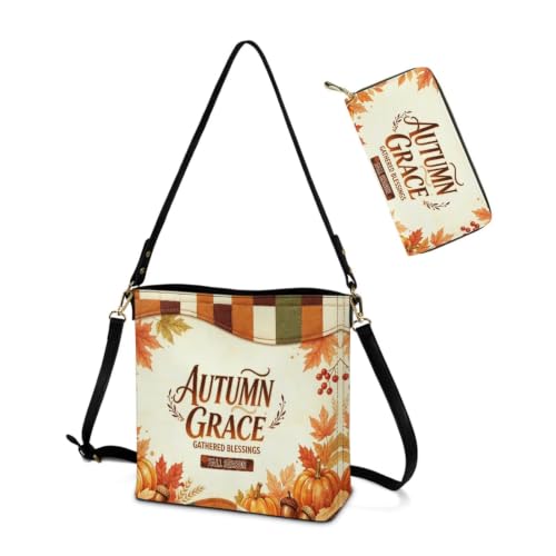 Image of HUGS IDEA Leather Purses and Handbag for Women Bucket Bag with Wrist Wallet 2 Packs