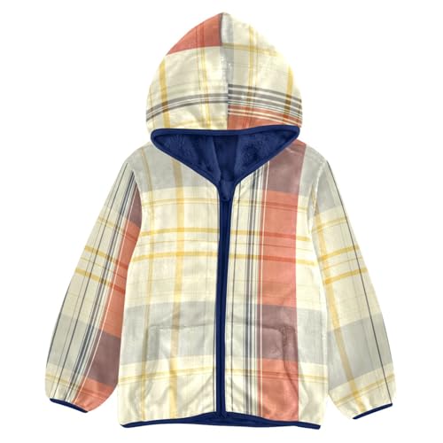 Striped Pattern Girls Fleece Jacket Girls Fall Jacket Girls Zip Up Hoodie Girls Sherpa Jacket 2-10T