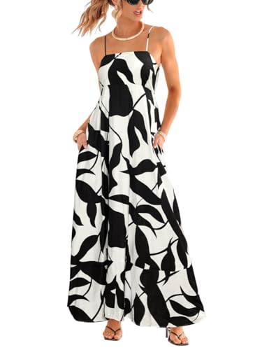 Image of CUPSHE Womens Summer Maxi Dress Casual Sleeveless Square Neck Striped Beach Long Dress with Pockets