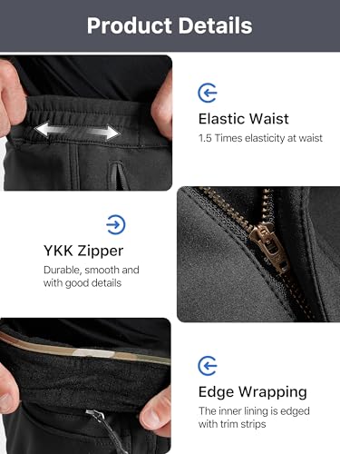 Foto von FREE SOLDIER Herren Winter Thermo Skihose Softshell Vlies Gefüttert Outdoor Hose Taktische Wasserdicht Langlaufhose für Jagd Trekking und Fahrrad