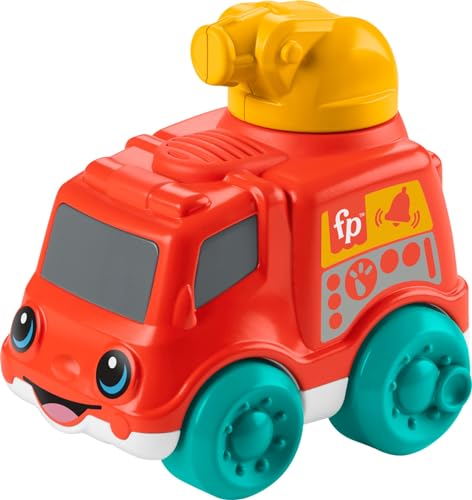 Image of Fisher-Price Baby Toy Chime & Ride Fire Truck Push-Along Vehicle with Fine Motor Activities for Infants Ages 6+ Months