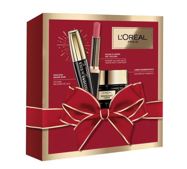 Weihnachtsgeschenkset – 3 Produkte – Anti-Falten-Creme, Mascara Volume Millions, Lippenstift, matt
