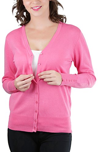 Image of ToBeInStyle Women's Long Sleeve Button Down V-Neck Cardigan