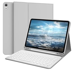 zoyu Tastatur Hülle für iPad Air 11 Zoll (2025 M3/2024 M2), iPad Air 5./4. (2022/2020) 10, 9 Zoll, 7 Farbige Von hinten beleuchtet, QWERTZ-Layout, Grau