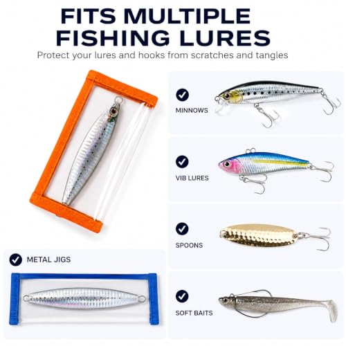 8 Pack Fishing Lure Wraps, Fundas Claras de PVC para Señuelos y Protectores de Anzuelos, Organizador de Tackle, 2 Tamaños para Jigs, Crankbaits, Cucharillas y Minnows miniatura 3