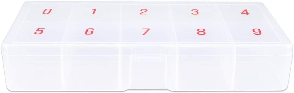 USA Small Empty 10 Space Nail Art Tip Storage Organizer Box Case - Frosted Color - For False Nail Tips, Vitamins, Accessories, 10 sections