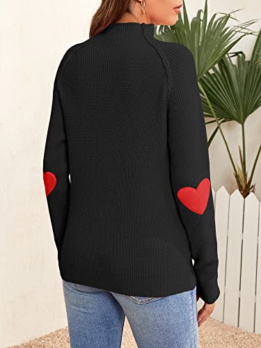 FERBIA Women Turtleneck Sweater Oversize Heart Slouchy Chunky Pullover Baggy Batwing Knit Cute Loose Fall Cozy Comfy Top2