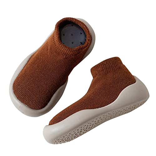 Unisex Baby Boys Girls Sneaker Baby Socks and Shoes Children's Floor Socks Spring Baby Home Baby (Brown, 8 Toddler)