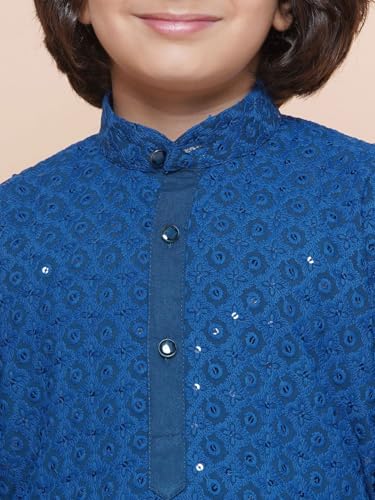 Image of AJ DEZINES Chikankari Kurta For Boys- Ethnic Wear | Embroidery Chikankari Sequined | Traditional & Festive Outfit | Cotton Stylish Boys Kurta | Perfect For Wedding & Family Function