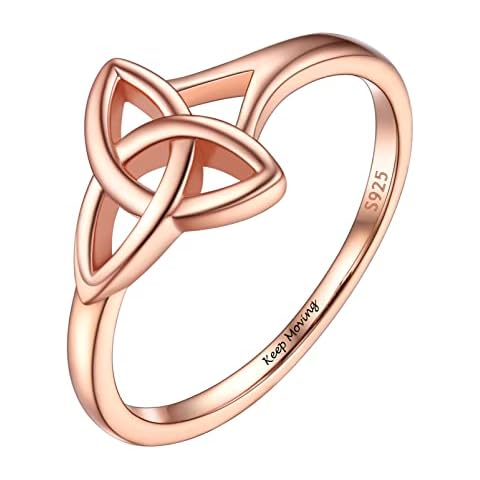 PROSILVER Personalizable Alianzas de Plata para Matrimonio Mujer, Nudos Celta Anillos Rosados Talla 62.1 Cover