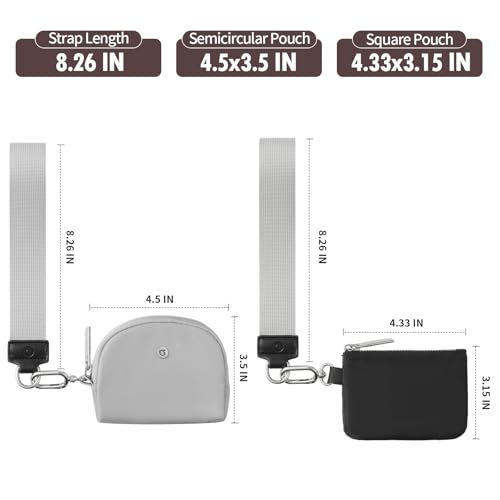 Image of Keychain Wallet Mini Zip Around Wristlet Wallets for Women Detachable Dual Pouch Wristlet Portable Coin Purse Small Wallets With RFID Blocking (Black & Gray)