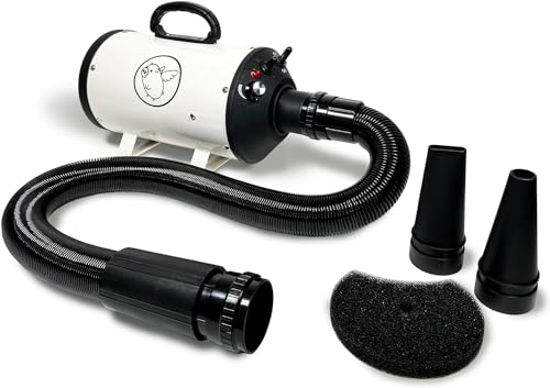 Flying Pig High Velocity Dog Pet Grooming Dryer w/Heater (Flying One White w/Black Logo)