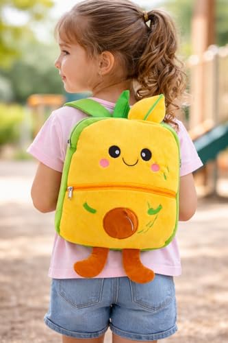 Image of Cartoon Plush Kids School Bag 2-6 Years | Soft Toy Backpack for Boys & Girls | Toddler Nursery Preschool Bag | Lightweight Adjustable Straps