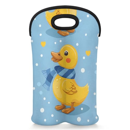 GzLeyigou 2 Bottles Scarf Duck Wine Bag Sleeve Totes Neoprene Protective Wine Carrier Bag for Wine,Water, Champagne, Beer, Baby Bottles,Gift 14.5 x 10 Inches