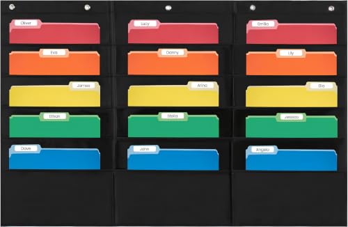 Essex Wares - 15 Pocket File Pocket Chart, Black, 42"x28"
