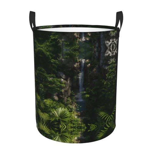 Tropischer Regenwald, Wasserfal-Druck, kreisförmiger Griff...