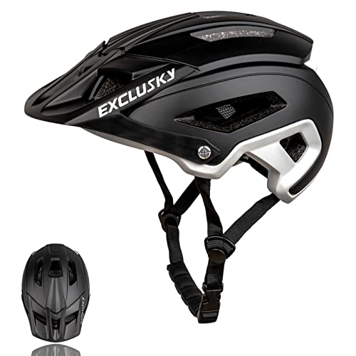Exclusky Fahrradhelm Herren Damen mit Visier MTB Helm Fahrrad Fahrrad Helm Herren Leichtgewicht Mountainbike Fahrradhelm Atmungsaktiver Fahrradhelm Jugendhelme für Männer Frauen (56-61cm)