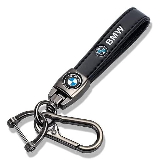 NEWMUL Genuine Leather Keychain is Compatible with BMW X1 X3 X5 X6 Z4 X6 X7 M Series 1 3 5 6 Series Key Ring for Men and Woean,Key Fob Accessories Family Present
