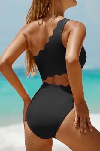 Image of Women's One Piece Swimsuit- One Shoulder Bathing Suit Cutout Tummy Control Swimwear