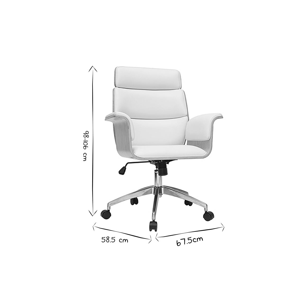 Miliboo Fauteuil de Bureau Design Blanc et Bois Clair Elon
