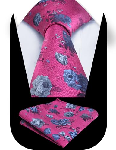 Image of Alizeal Mens 3.15'' Colorful Flower Pattern and handkerchief Necktie Set
