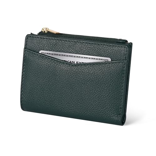 Image of Oak Leathers Leather Wallet For Women - Small RFID Coin Purse Credit Card & ID Holder for Ladies, Gift for Women's, Bifold Wallets (Nappa Dark Green)