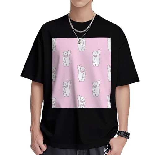 T-shirt col rond homme en coton anti-chaleur imprimé ours polaire S-XL