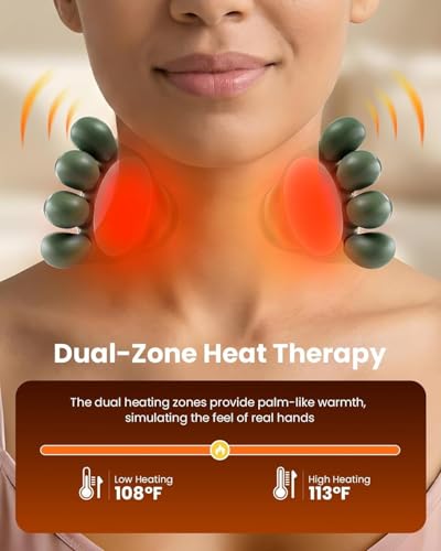 Image of Bionic Heated Massager,Wireless Portable Shiatsu Neck and Back Massager With Two-Level Adjustable Heating Function And 3 Intensity Levels,Electric Deep Tissue 4D Kneading Massage,4.30 hour runtime,15 minit auto cutoff function,for Pain Relief and Muscle Relax