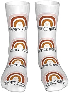 456 Sports Socks Rainbow Hospice Nurse Athletic Socks Anti-Slip Walking Socks Anti Sweat Running Socks For Gifts Outdoor Walking,40Cm