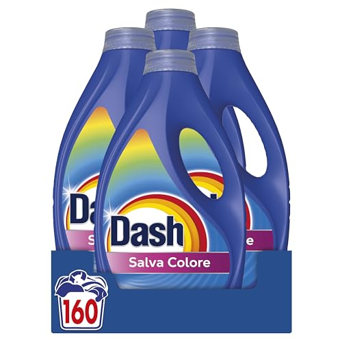 Immagine di Dash Detersivo Liquido Lavatrice, 160 Lavaggi (4x40), Salva Colore, Brillantezza Per I Capi, Rimuove Le Macchi e Igienizza, Efficace Anche A Freddo E In Cicli Brevi