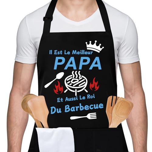 Tablier De Cuisine Le Roi Du Barbecue - Parfait Pour Maîtres Des Grillades, Coton 100% Ajustable