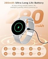 SLOKSFil Smartwatch Damen, 1,27" HD Touch Display Rund, Schrittzähler mit Telefonfunktion, 24H Pulsuhr Schlafmonitor, 100+ Sportmodi Fitness Tracker für Android & iPhone (Silber) – Ansicht 6