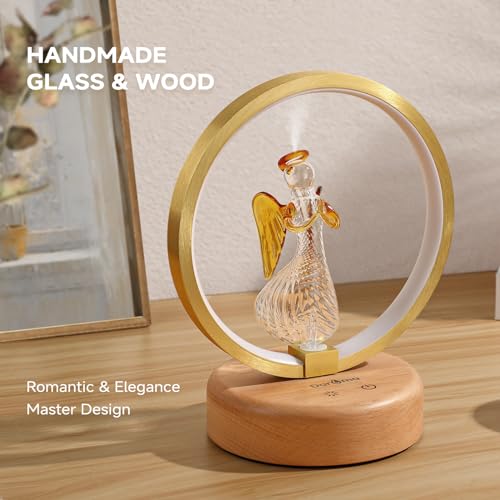 Difusor aromático eléctrico DAROMA Angel artesanal vidrio y madera miniatura 2