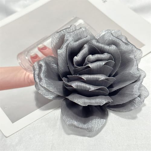 Image of Flash Camellia Flower Brooch Pin for Women Men Elegant Texture Fabric Dahlia Rose Floral Brooches Lapel Pins Dainty Wedding Holiday Party Costume Dress Accessories Jewelry