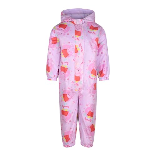 Image of Peppa Pig Girls Hooded Puddle Suit with Fleece lining, All in one, Peppa, 18-24 Months: 92cm, Pink
